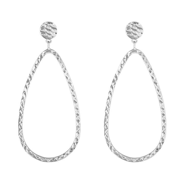 Brinco com acabamento em ouro branco 14kt com fecho push back por atacado de The Diamond Deal