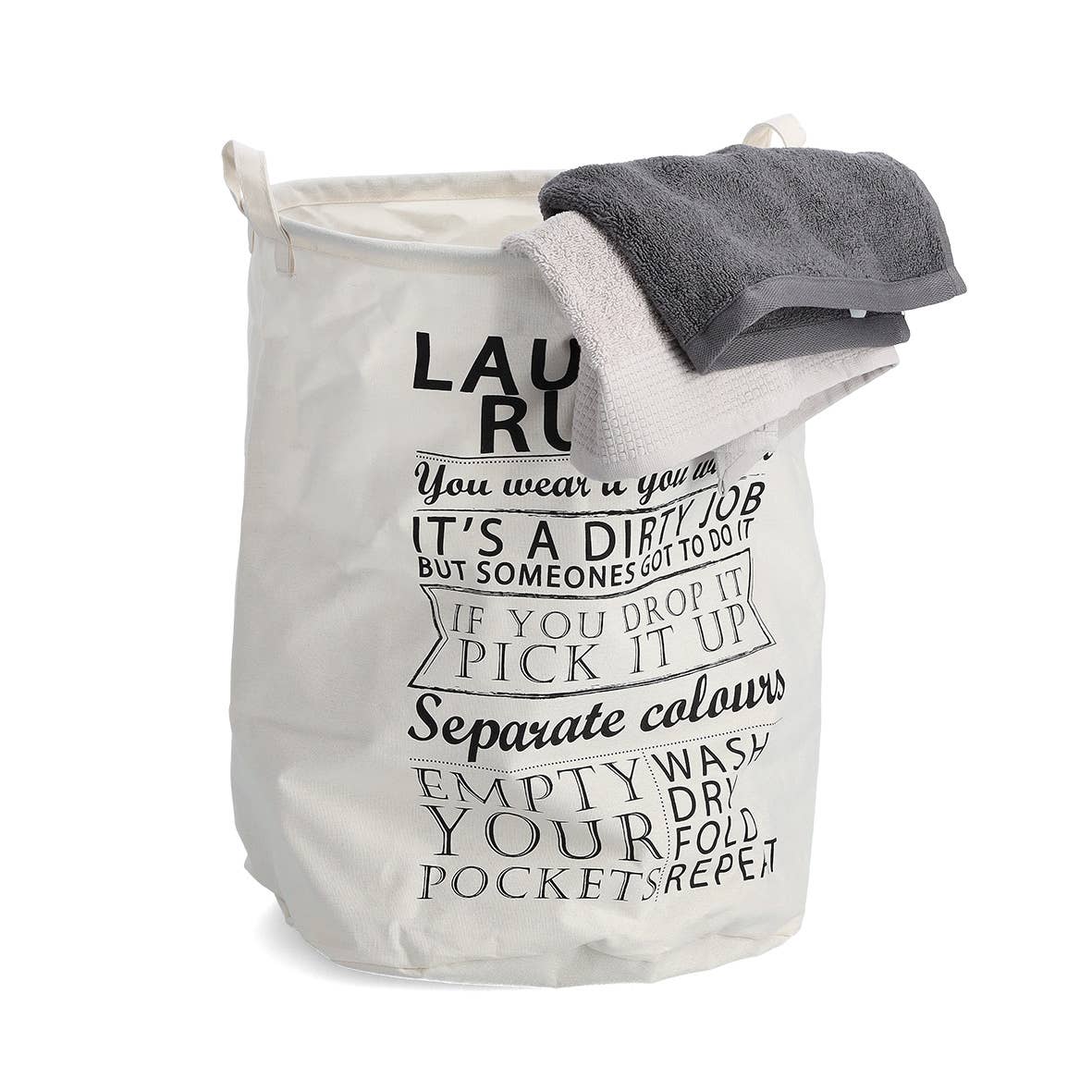 beige Laundry basket "Laundry Rules", canvas for wholesale on Faire1