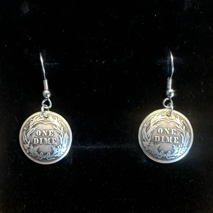 U.S Barber Dime Silver Coin Earrings for wholesale by Mountainstruck Coin Rings and Jewelry