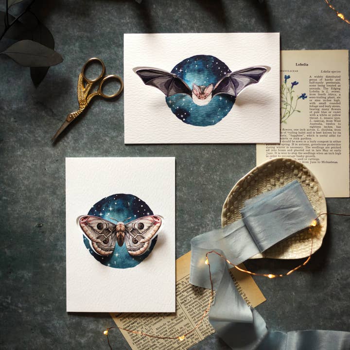 Sophie Brabbins - Wholesale Everyday Greeting Card - Spooky Bat Pop Out Watercolour Greetings Card2