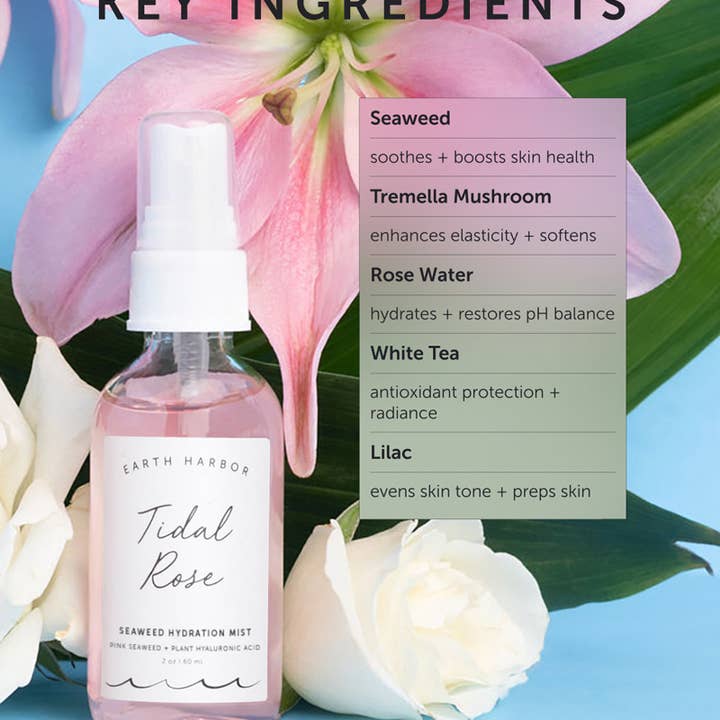 Earth Harbor Naturals - Wholesale Face & Body Mist/Water - TIDAL ROSE Seaweed Hydration Mist: Pink Seaweed