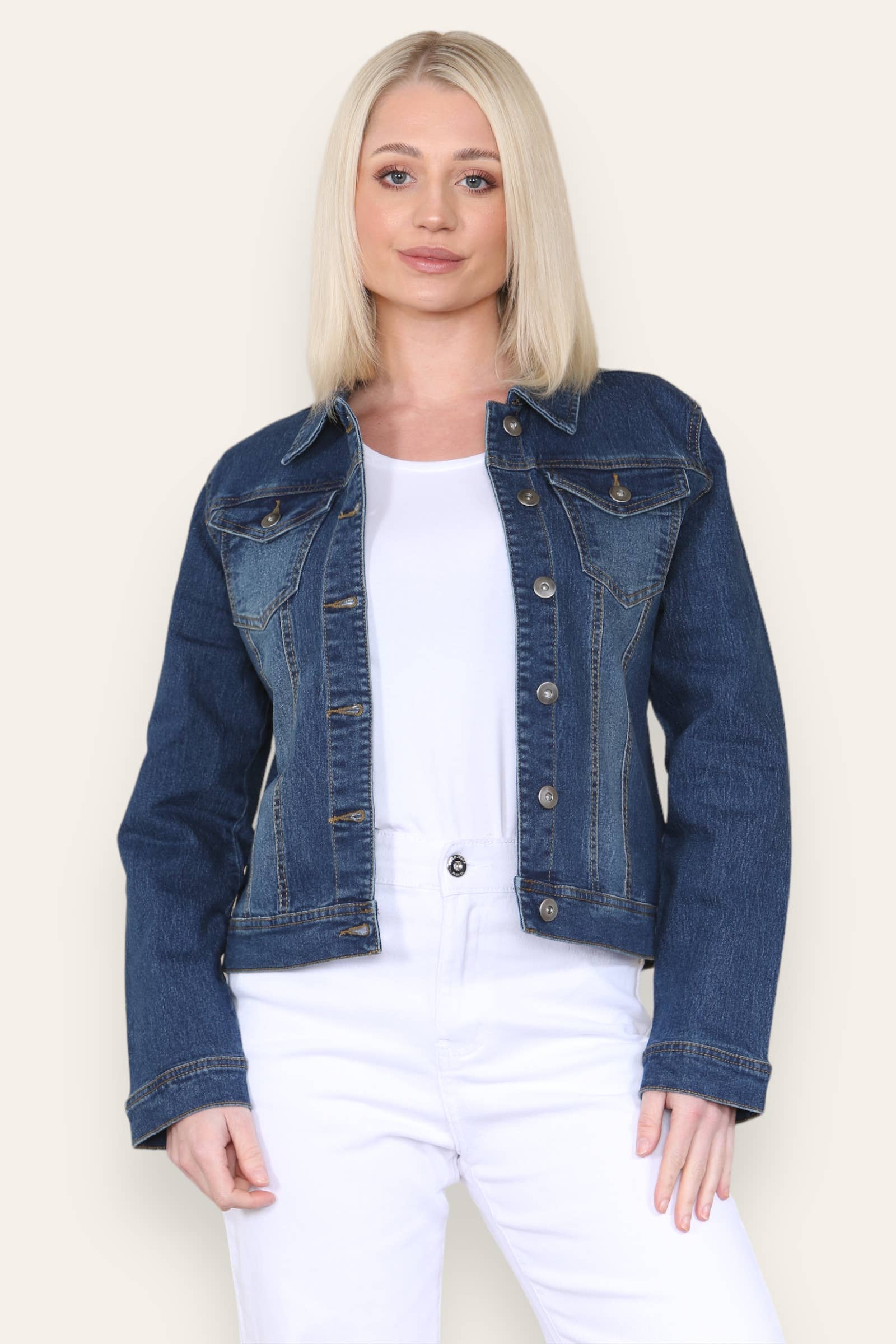 Kurt Muller – wholesale Denim jacket – Women's – Kurt Muller Mid Denim  Cotton Stretch Jacket1