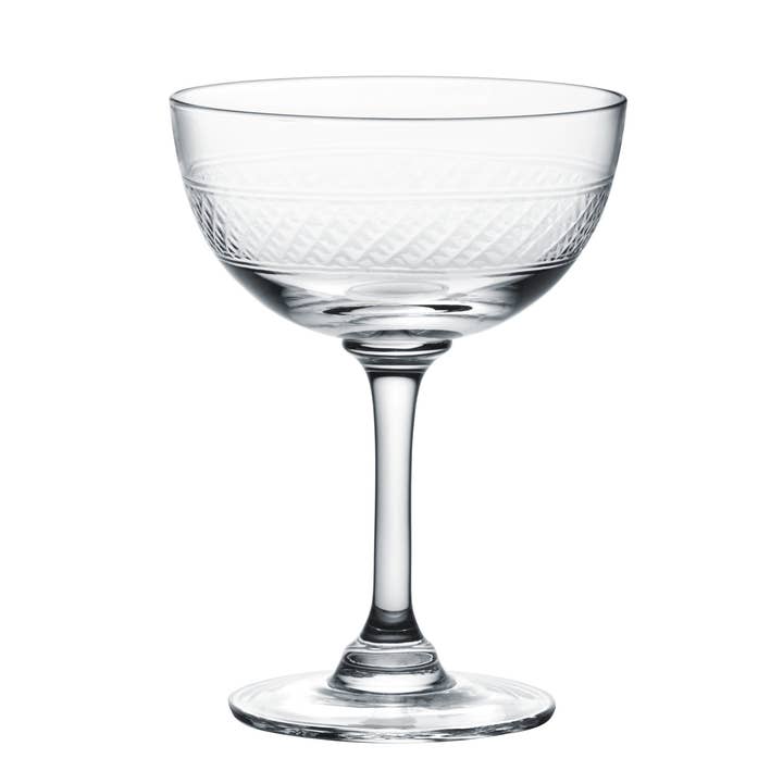 Lot de 6 soucoupes à champagne en cristal avec bandes pour la vente par The Vintage List