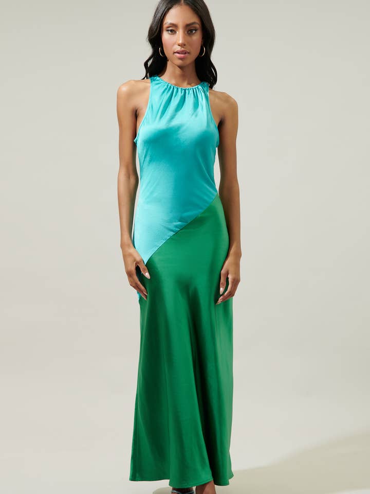 Vestido largo entallado Kavela con bloques de color para venta al por mayor de Sugarlips