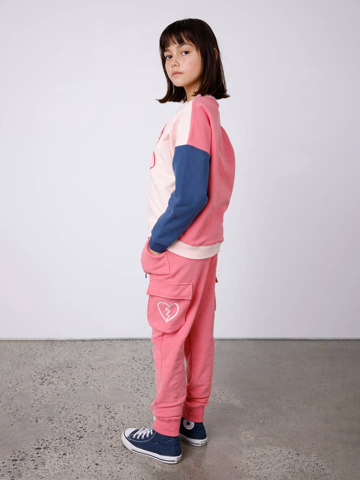 Ballet Pink Navy Minti Lovely Heart Furry Crew for wholesale on Faire