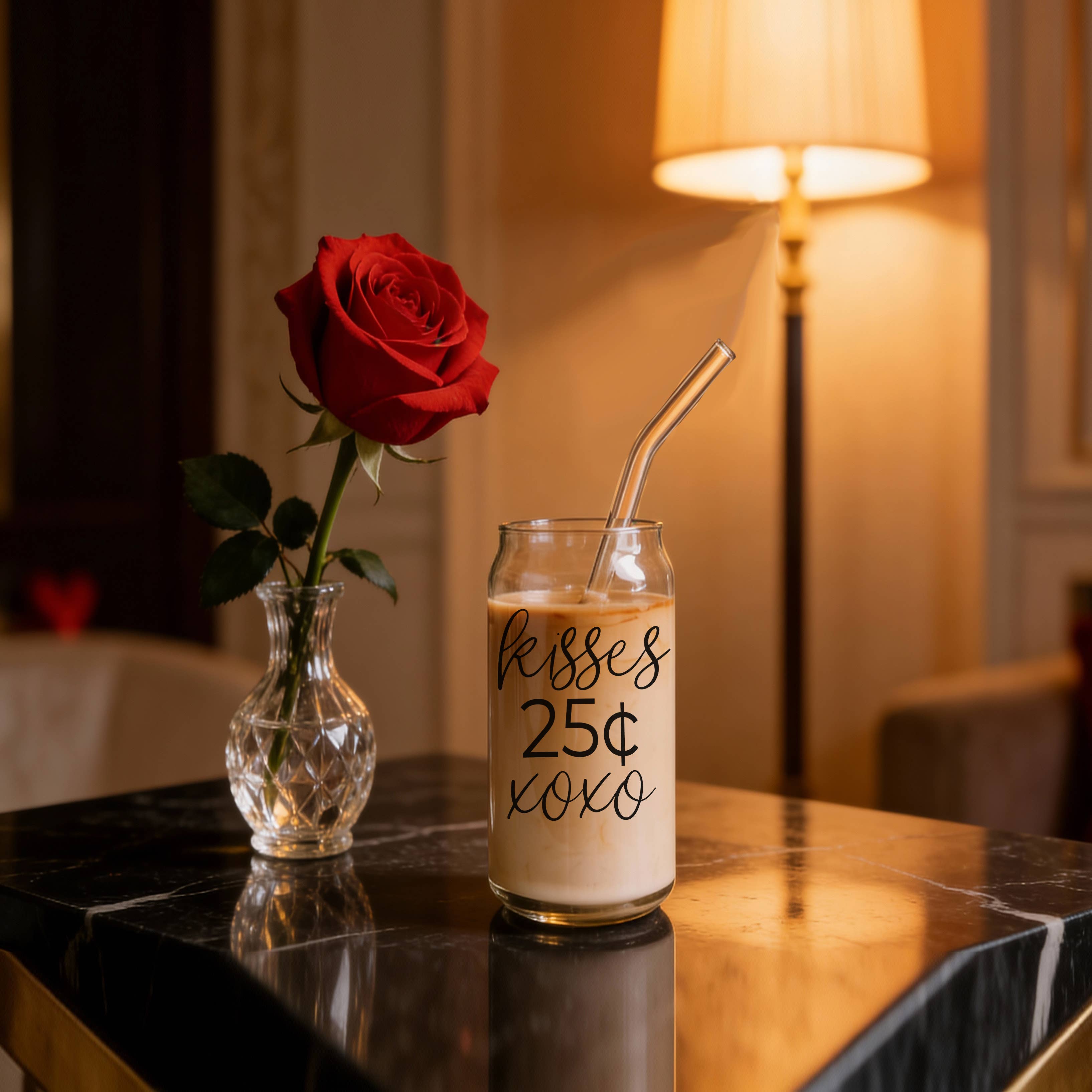 Gia Roma - Wholesale Coffee Mug - Valentines Glass Tumblers Heart Smiley, Galentines Gift Idea45