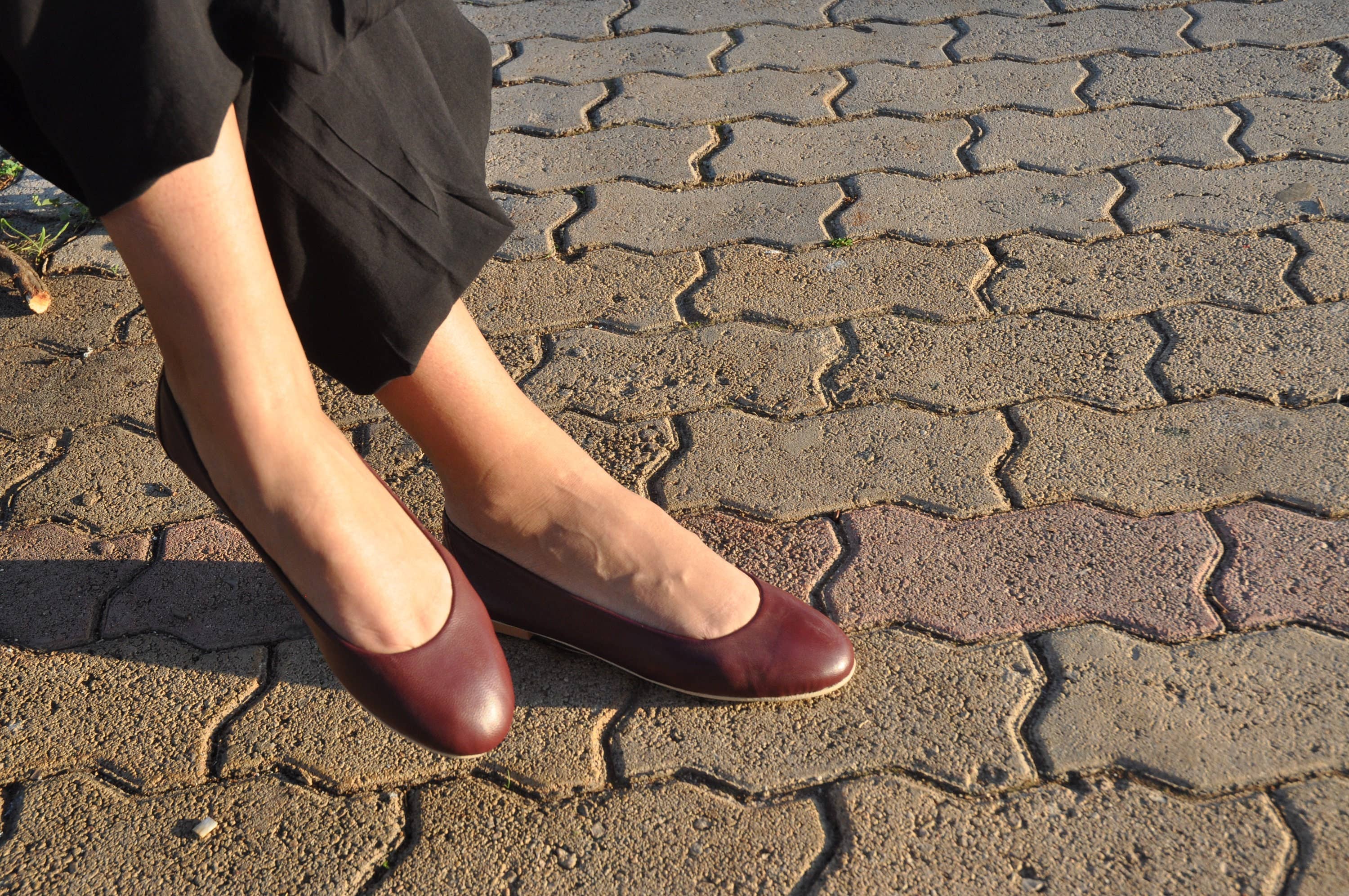 MAVROSANDALS - Wholesale Flats - Women's - Burgundy red Suede Leather Ballet Flats ballerinas ballerina1