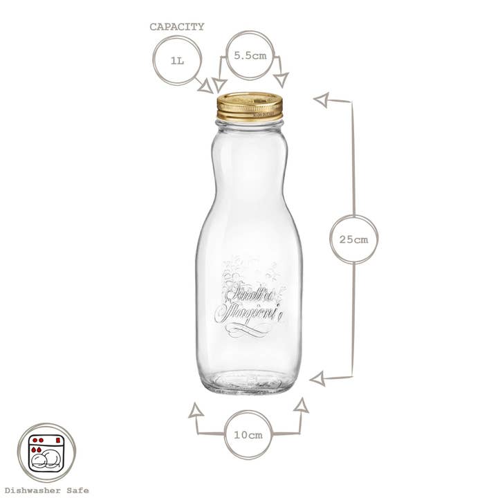 Rinkit Ltd – wholesale Milk/juice bottle – 1L Quattro Stagioni Glass Juice Bottle with Screw Top Lid5