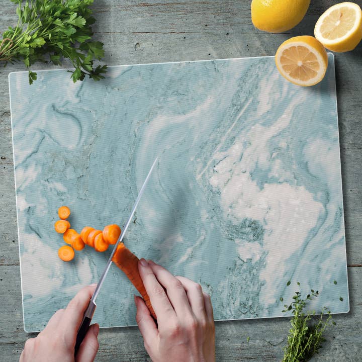 CounterArt/Highland Home/Thirstystone/CoasterStone - Wholesale Cutting Board - Teal Quartz Design 15" x 12" Tempered Glass Cutting Board
