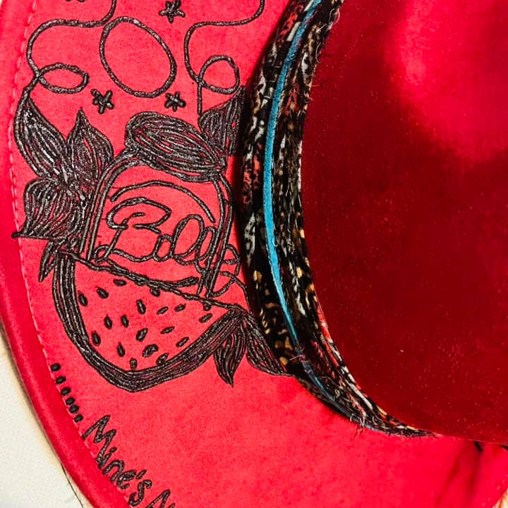 Feathered Gypsy Custom Hats and Boutique - Wholesale Fedora - Women's - Watermelon Moonshine Burned Rancher Hat
