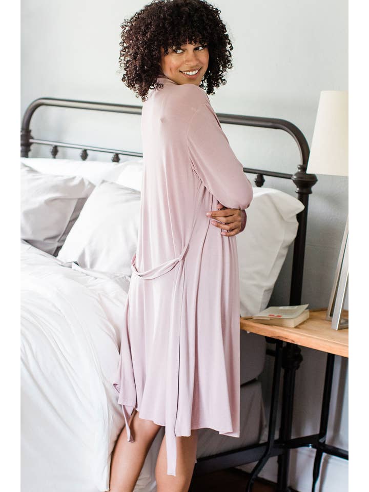 YALA - Wholesale Robe - Women's - SERENITY LONG SLEEVE SHORT BELTED BAMBOO ROBE1