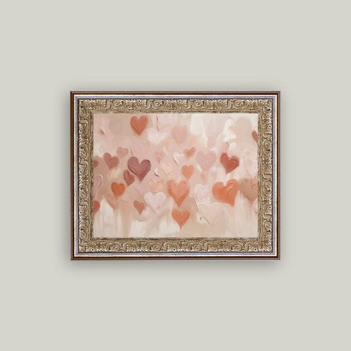 Petal Lane Home - Wholesale Art Print - Texture Hearts Framed Antique Art1
