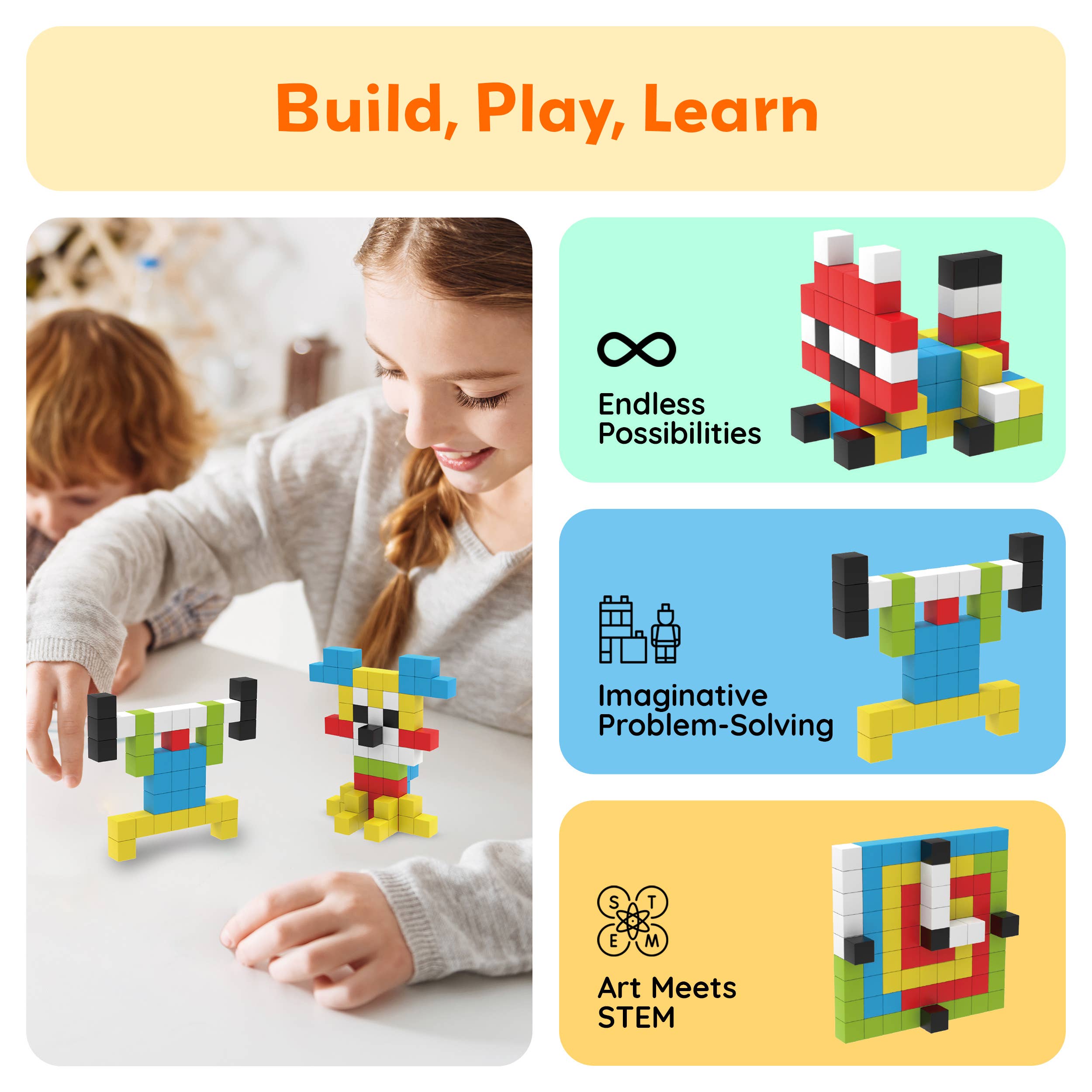 PicassoTiles – wholesale Building set – Child – PicassoTiles 100pc .5" Magnetic Cubes Set5