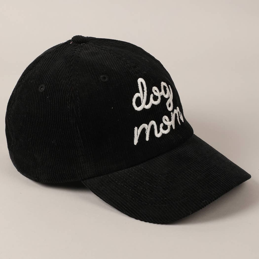 Fashion City - Wholesale Baseball Cap - Unisex - Dog Mom Text Solid Color Corduroy Baseball Cap2