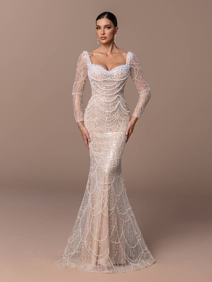 5069 - Queen Anne Long Sleeved Dress for wholesale by ILY From