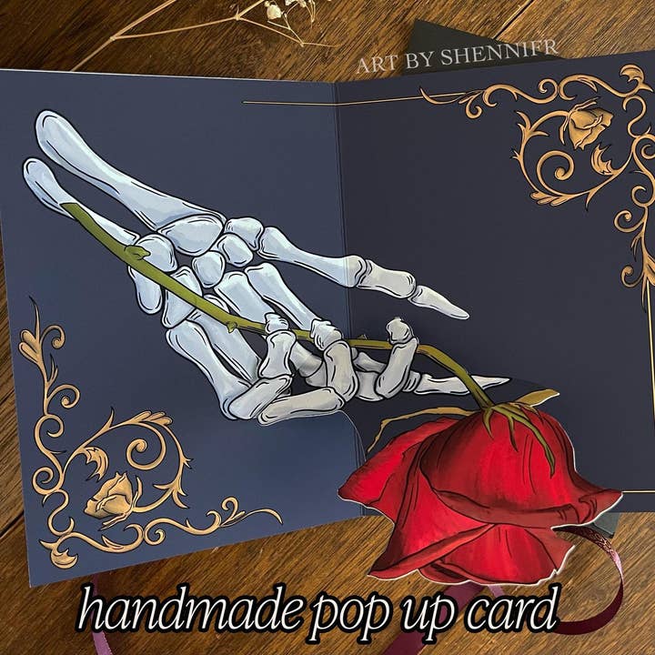 Carte pop-up gothique | Carte Emo Wilted Flower pour la Saint-Valentin pour la vente par Art By Shennifr