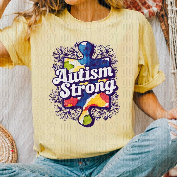 Autism Strong Puzzle Piece DTF Transfer for wholesale by K and M Designs