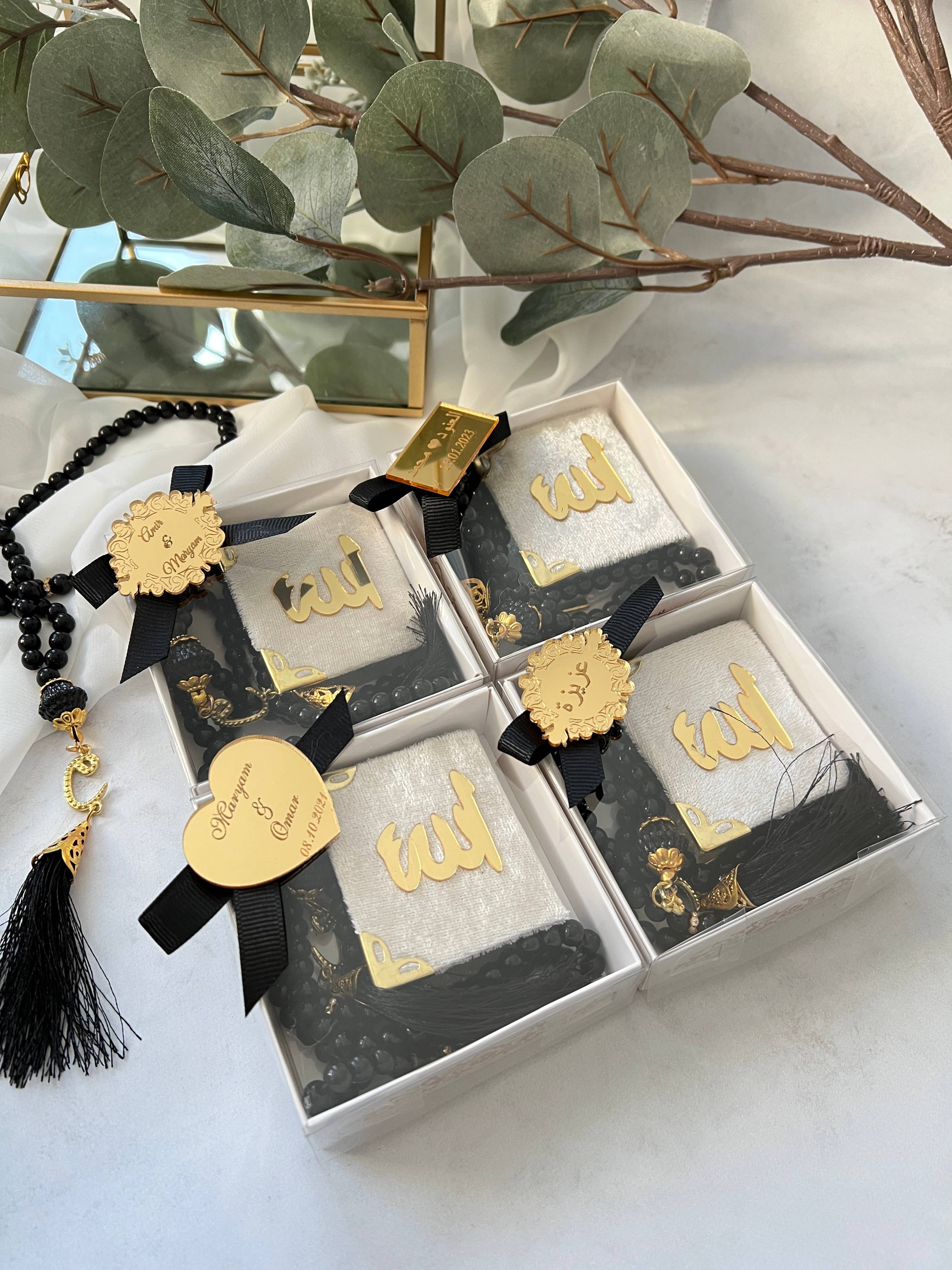 Uniq Favors - Wholesale Prayer Beads Necklace - Velvet Quran Gift in Box, Personalized Islamic Arabic Gift14