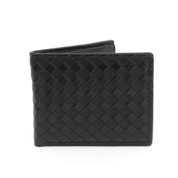 Selini New York - Wholesale Wallet - Men's - 12pc Black Woven Leather Wallet & Keychain Set
