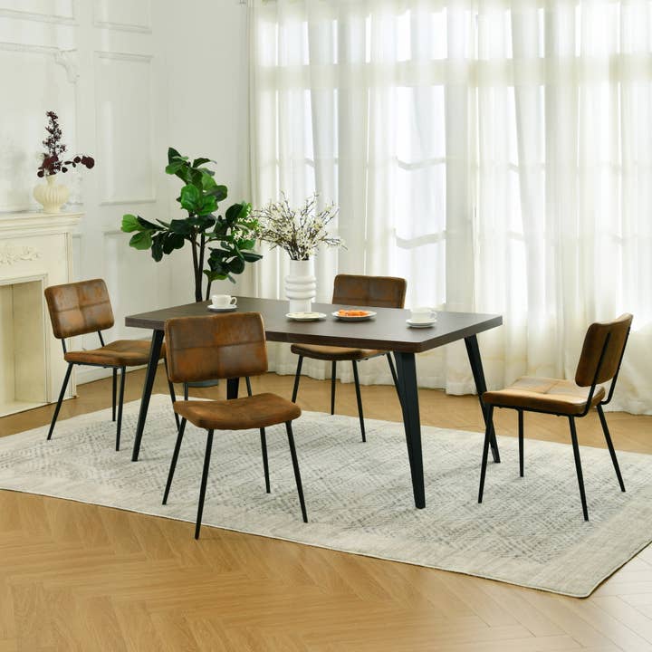 5-Piece Dining Set – Dark Brown Table & Suede Brown Chairs for wholesale by 39F Inc.