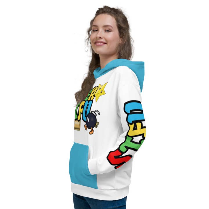 Super STFU Unisex hættetrøje - Hvid/Blå for engroshandel hos STFU