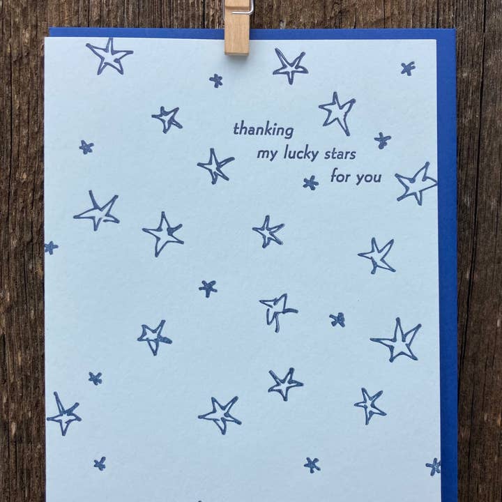 Lucky Stars Letterpress Card voor wholesale door May Day Studio