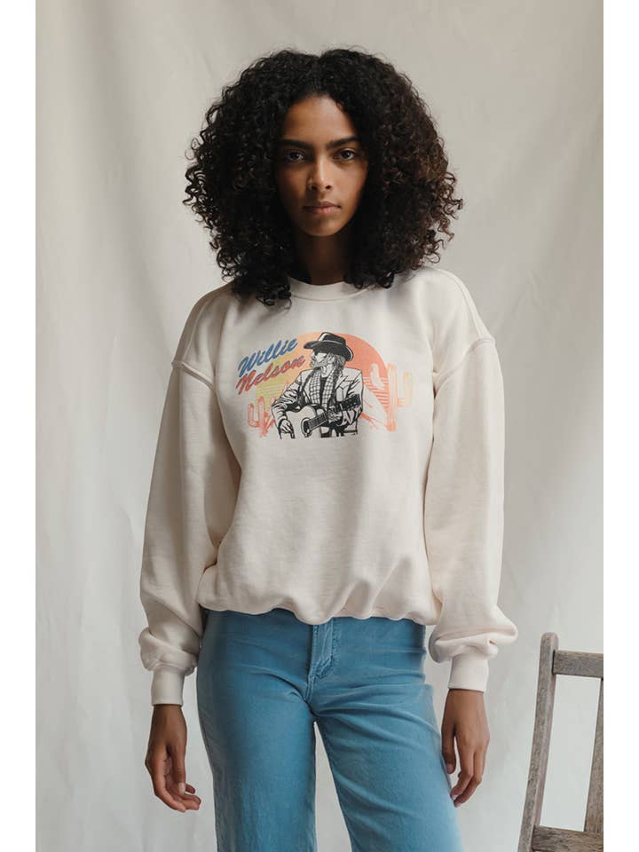 People Of Leisure – Camisola gráfica - Mulher por atacado – Willie Nelson Sweatshirt Bloody Mary Morning1
