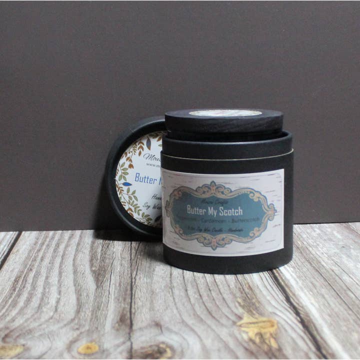 Mousai Crafts - Wholesale Jar/Filled Candle - Butter My Scotch 8.5oz Soy Wax Candle5