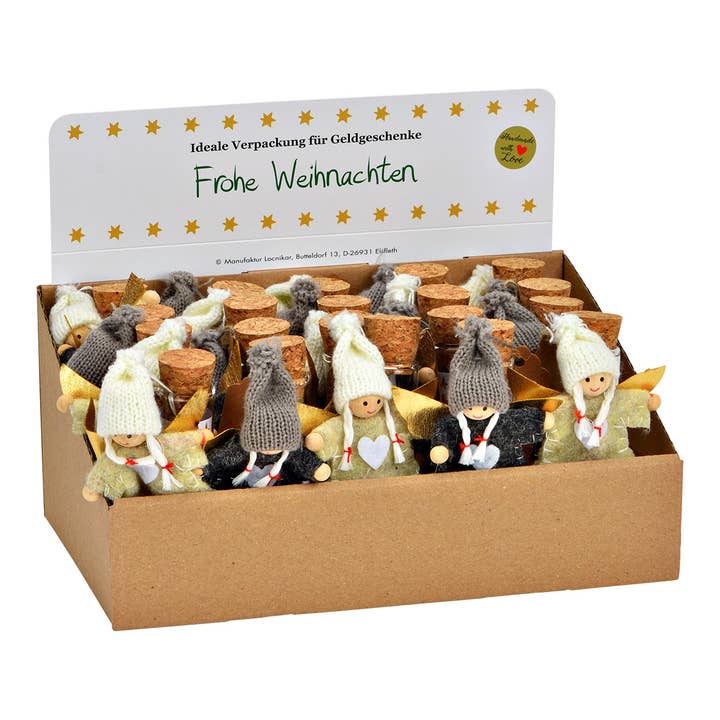 Wurm - Wholesale Christmas Card - Cash gift test tube with glass angel, 2-piece, (W/H/D) 6x11x5cm, 20 pcs. in display1