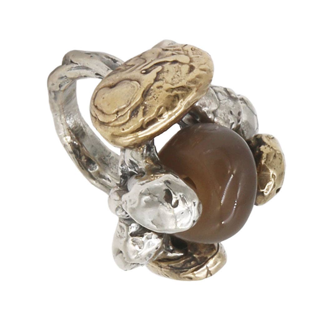 Mandile Gioielli - Wholesale Cocktail/Statement Ring - Silver and bronze ring with semiprecious stone (AR165)6