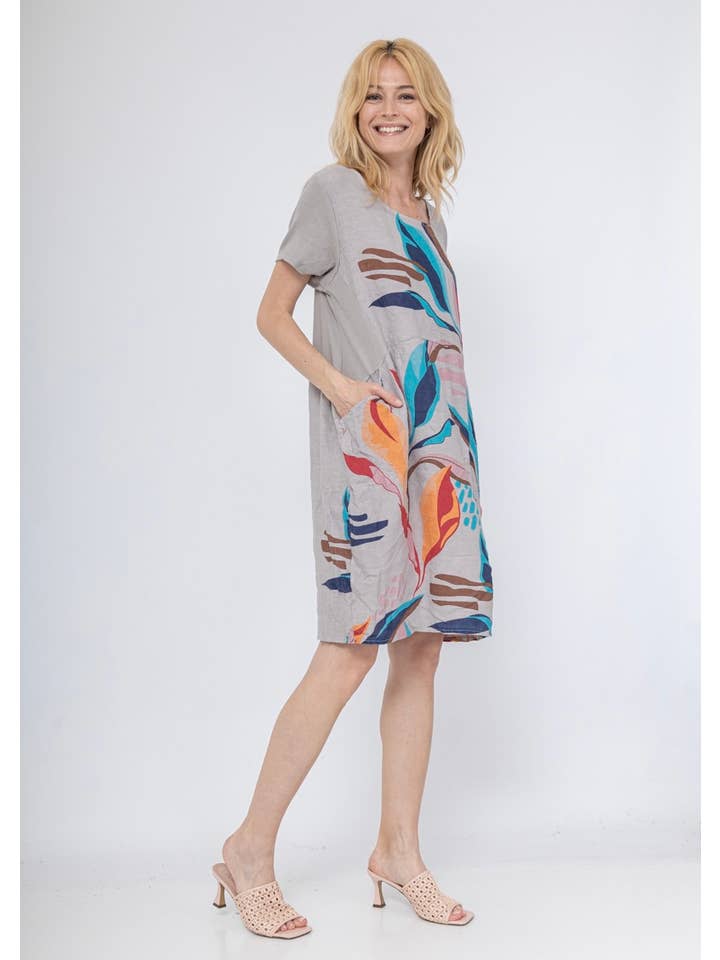 LINEN & COTTON HOUSE - Wholesale Tunic - Women's - TUNIC IN LINEN 3533 FLOWERS