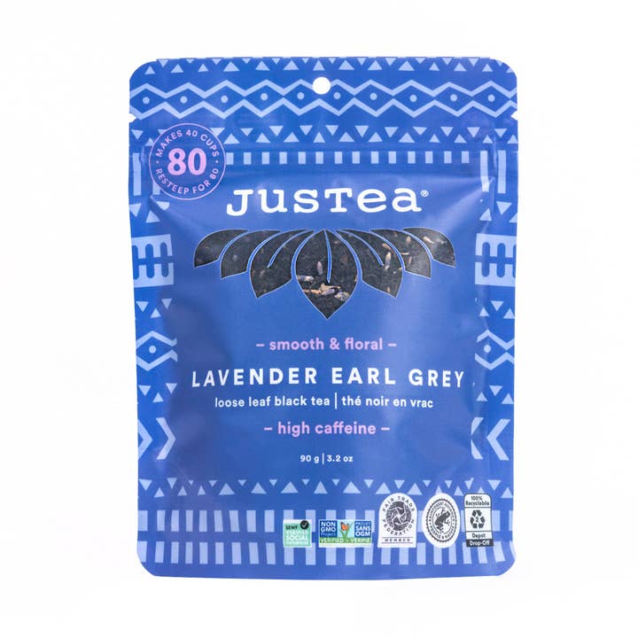 JusTea (No Import Fees to USA) - Wholesale Loose Tea - Lavender Earl Grey Stand-up Pouch - Fair-Trade, Black Tea0