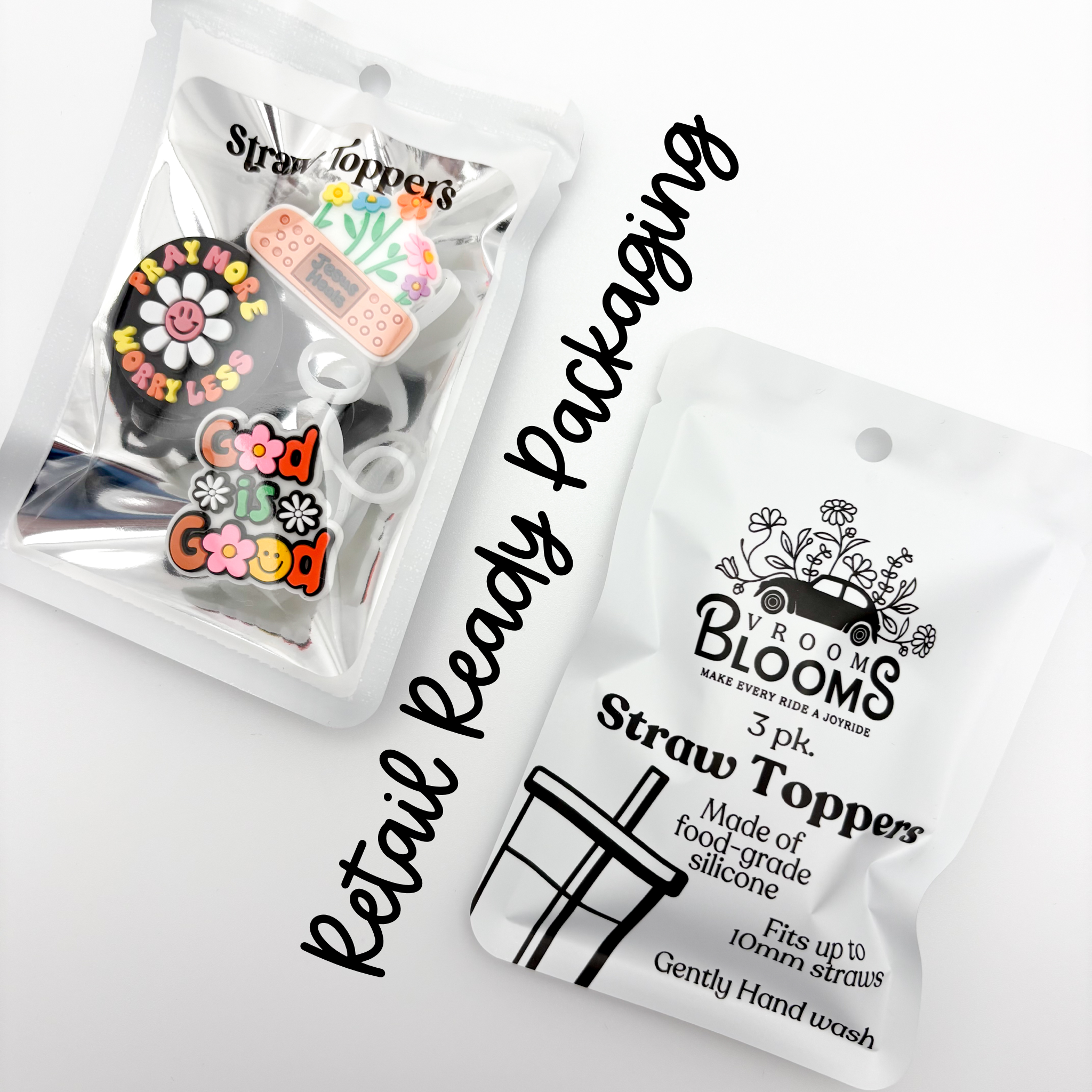 Vroom Blooms - Wholesale Drinking Straw - Straw Topper 3 pack - Christian Jesus Heals, God is Good2