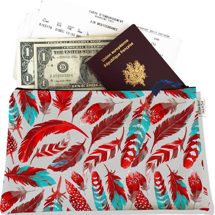 Rejser pose, dokumentmappe Røde fjer for engroshandel hos BISTRAKOO