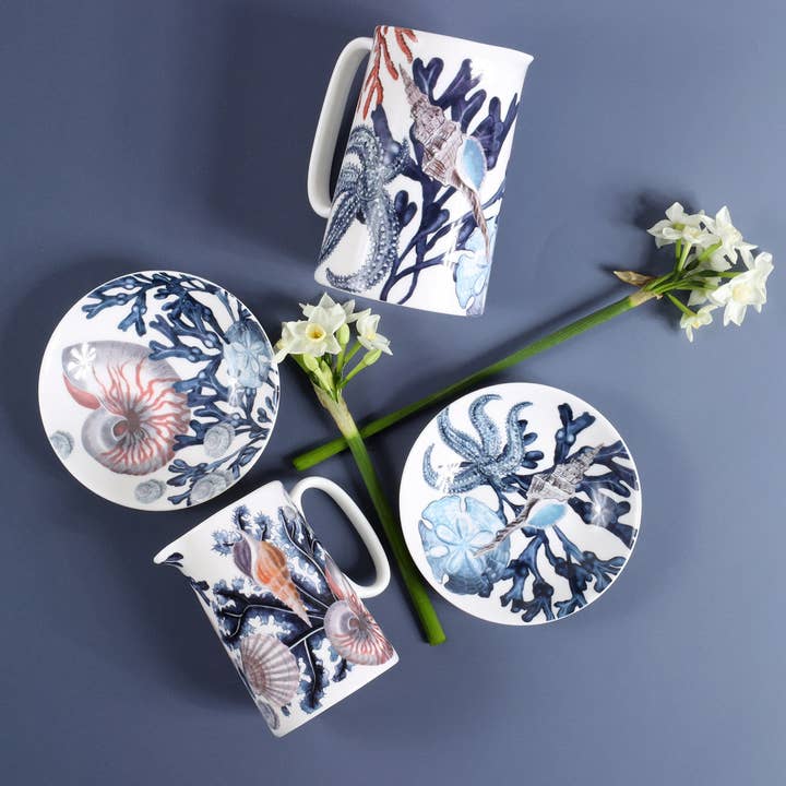 Cream Cornwall – Jarro por atacado – Jarro Beachcomber pequeno Bone China3