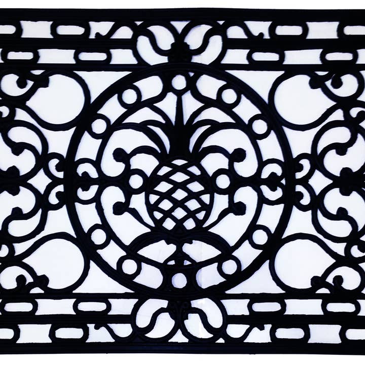 HomeRoots – wholesale Door mat – 18" X 30" Black Rubber Pineapple Outdoor Door Mat1