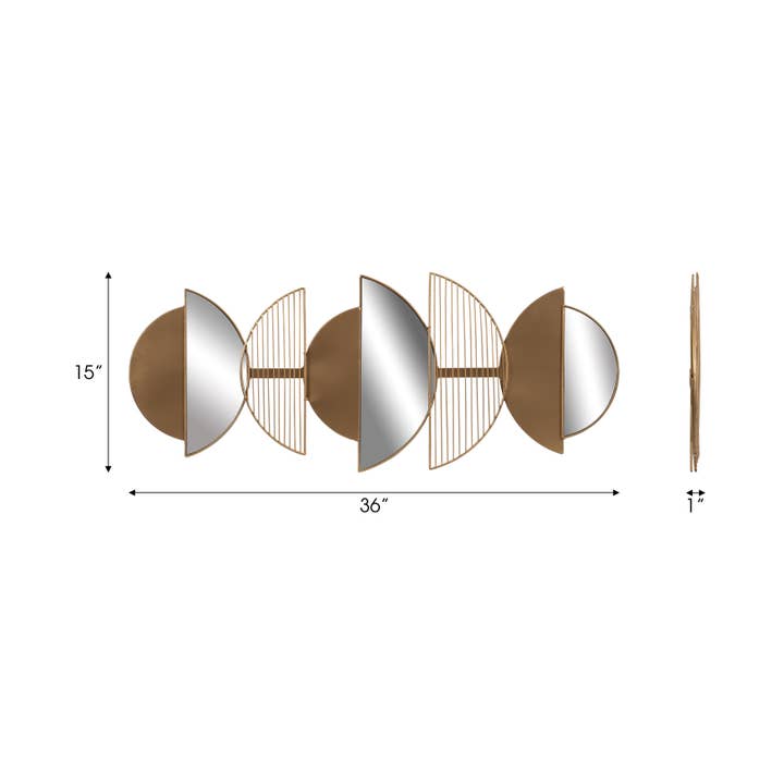 Sagebrook Home - Wholesale Wall Accent - Gold 36 in. Metal Novelty Half Circle Mirror Wall Decor