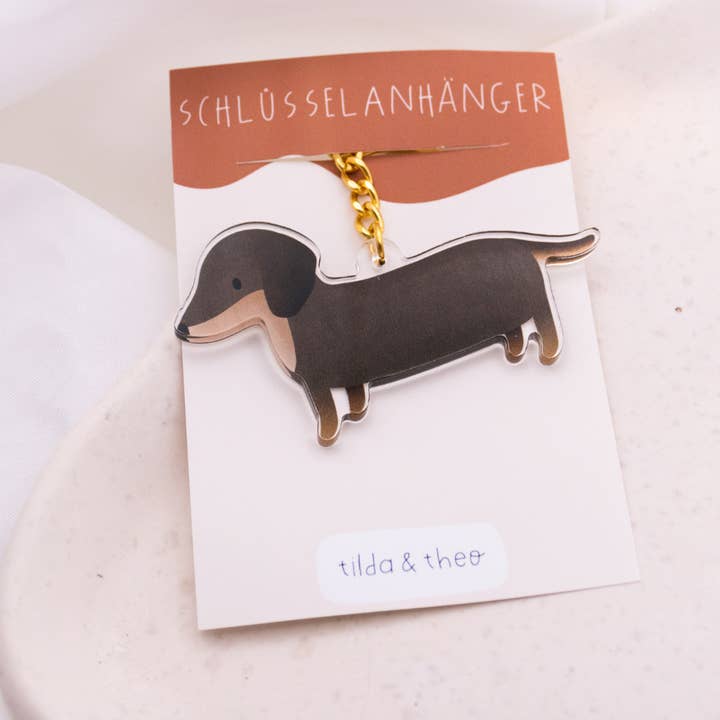 Tilda&Theo - Venta al por mayor Llavero - Unisex - Llavero para perro Dachshund, acrílico, regalo, raza de perro