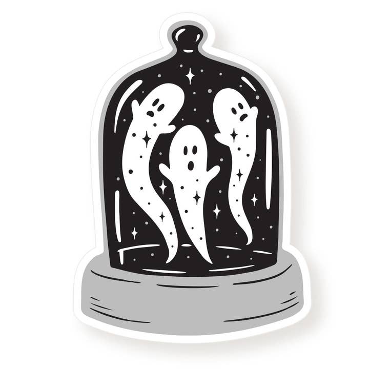 Autocollant Midnight Menagerie Spooky Ghosts en forme de cloche pour la vente par A Fink & Ink