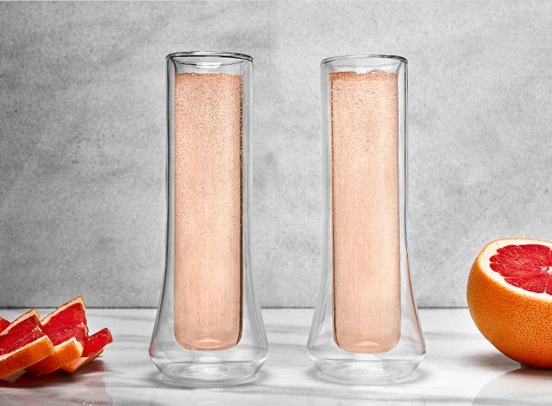 JoyJolt - Wholesale Champagne Flute - Cosmos Double Wall Champagne Glasses, Set of 21