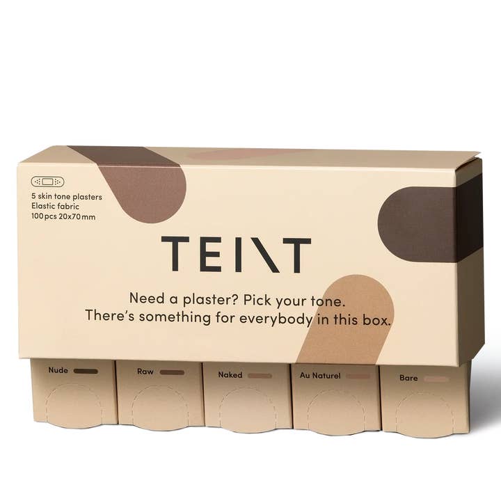 Teint - Wholesale Bandaids/Bandages - Multipack Dispenser, 5 Skin Tone Plasters, 100pcs, 20x70mm