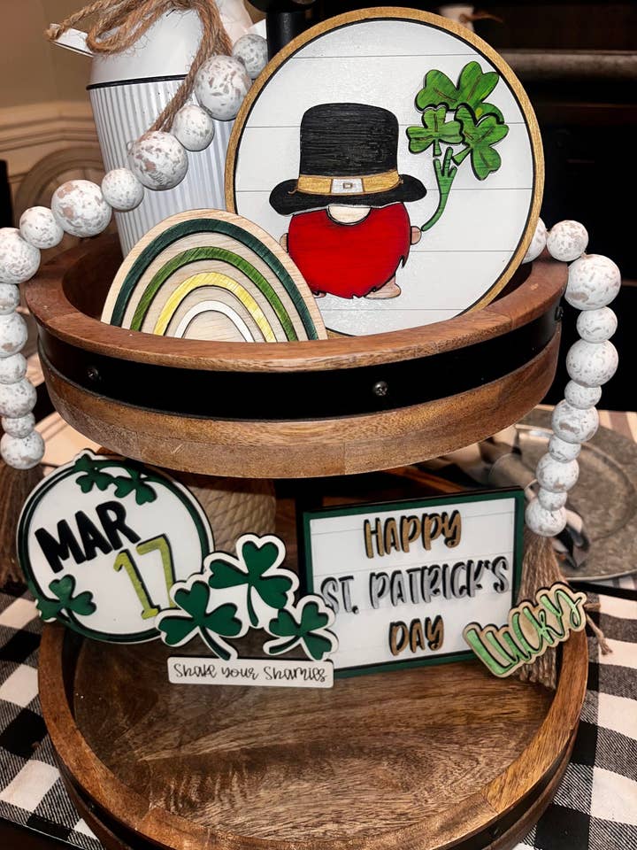 St. Patrick's Day Lasergesneden Gelaagd Dienblad Decor Set voor wholesale door P7 Creations