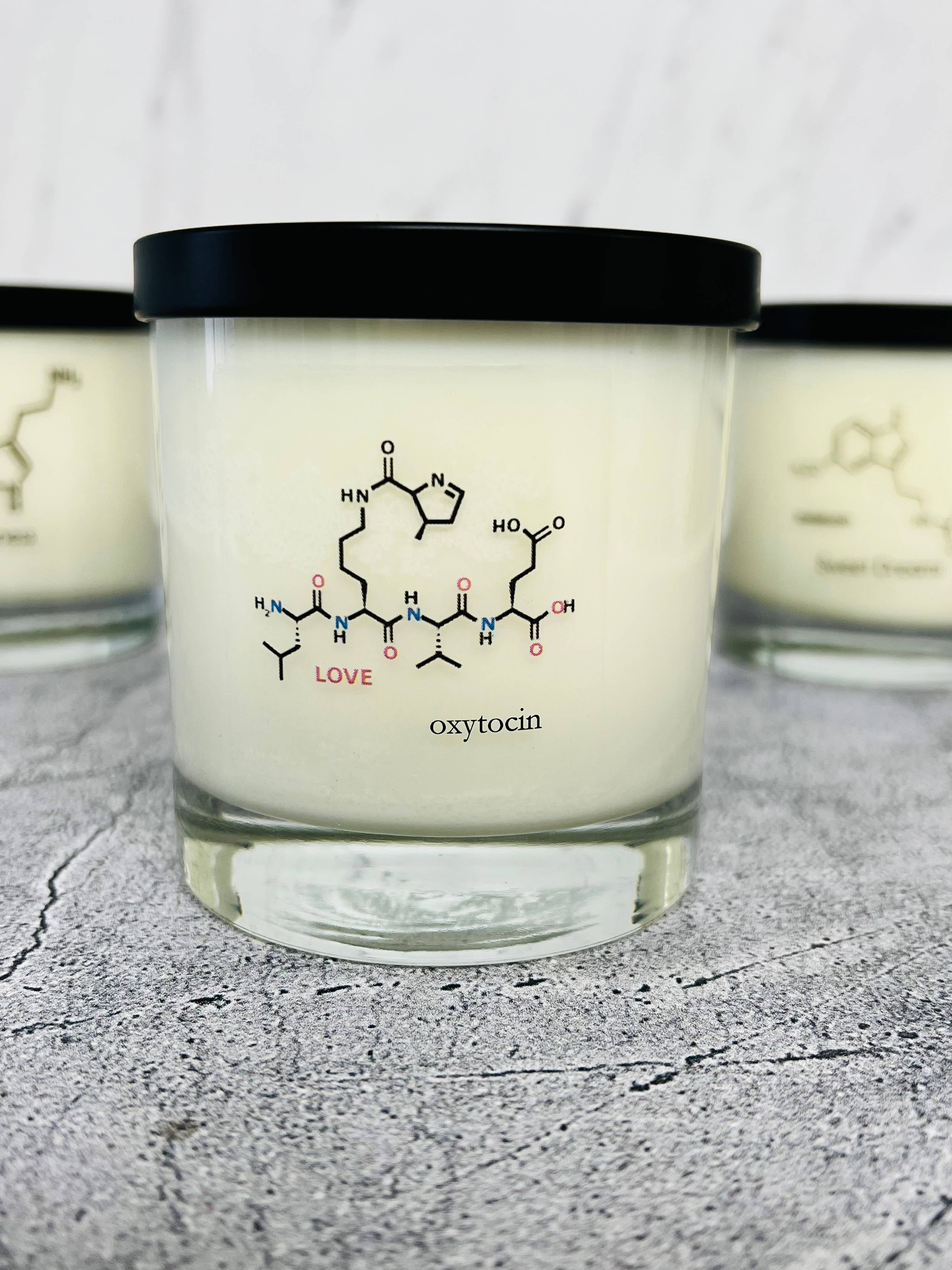 Out of Darkness Candle Co - Wholesale Jar/Filled Candle - Oxytocin Molecule Soy Candle Chemistry Eco Friendly  8 oz6