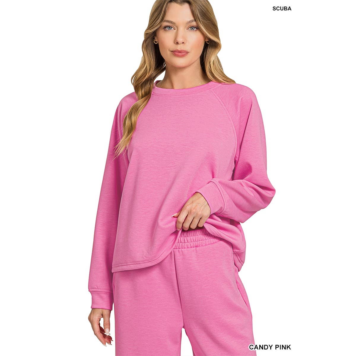 HiteJeans - Wholesale Lounge Set - Women's - Scuba crewneck pullover wide pants 2 pieces set25