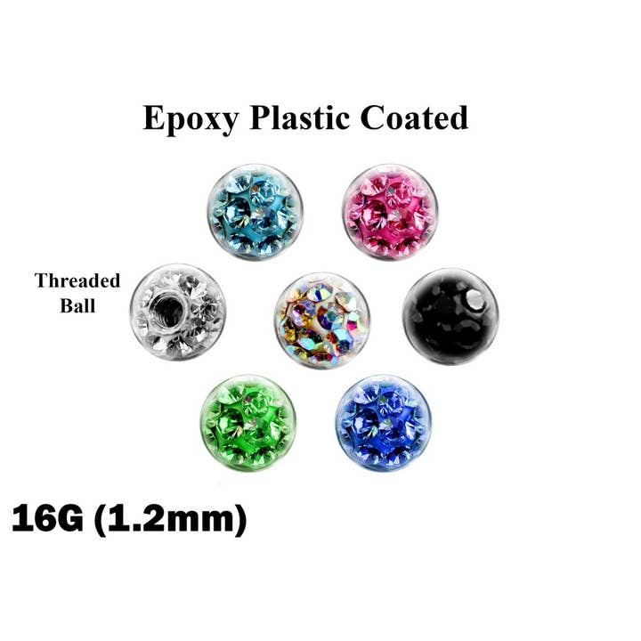Bodytrend - Wholesale Lip Ring - SHAMBALLA THREADED BALLS 16G(1.2MM)WITH EPOXY PLASTIC COAT