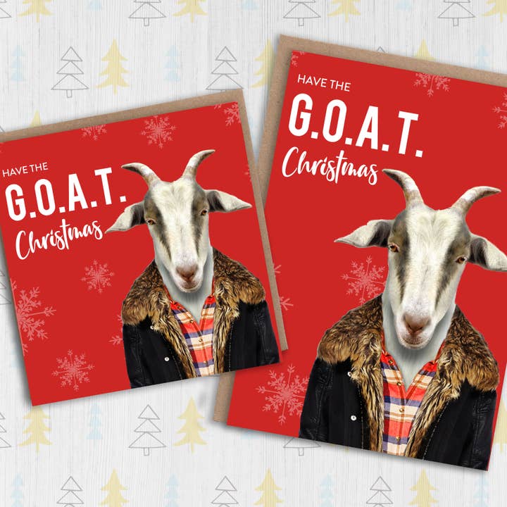 Prints With Personality – wholesale Christmas card – Goat Christmas card: Greatest of All Time G.O.A.T. Christmas