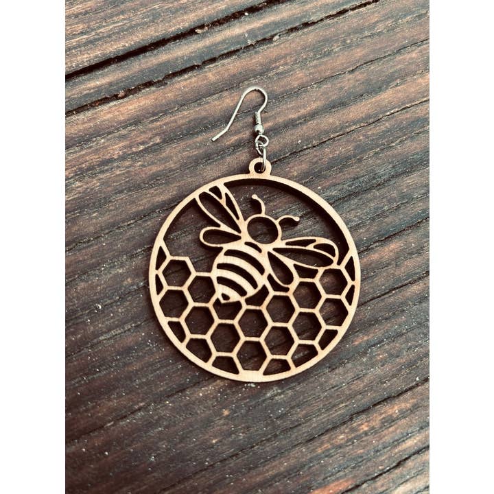 Pendientes redondos con forma de abeja y panal para venta al por mayor de Better Wheel Workshop