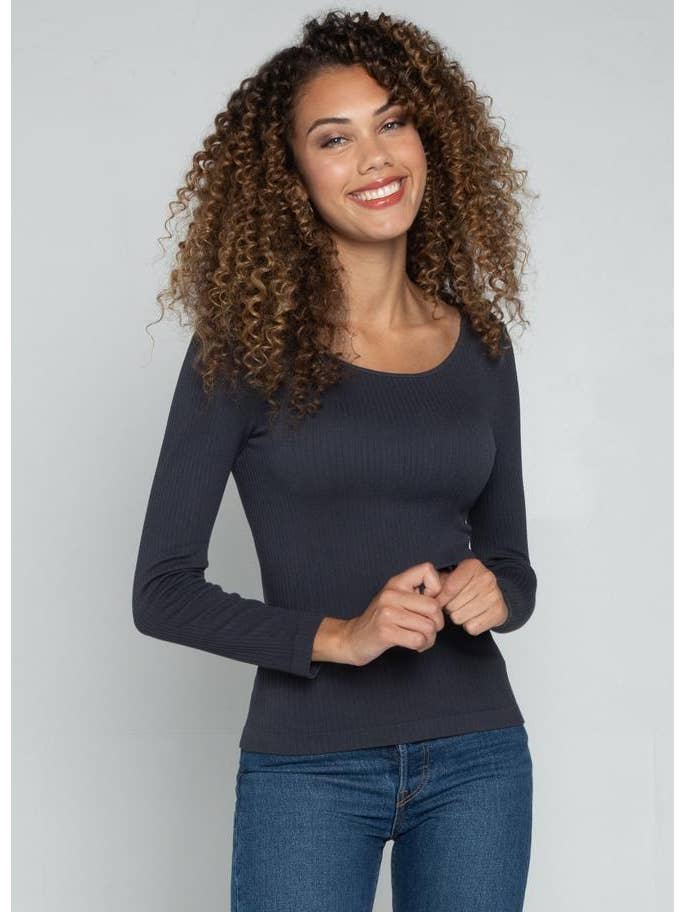 C'est Moi Clothing Co - Wholesale Knit Top - Women's - Seamless Rib Crew Neck Top- CERT1201