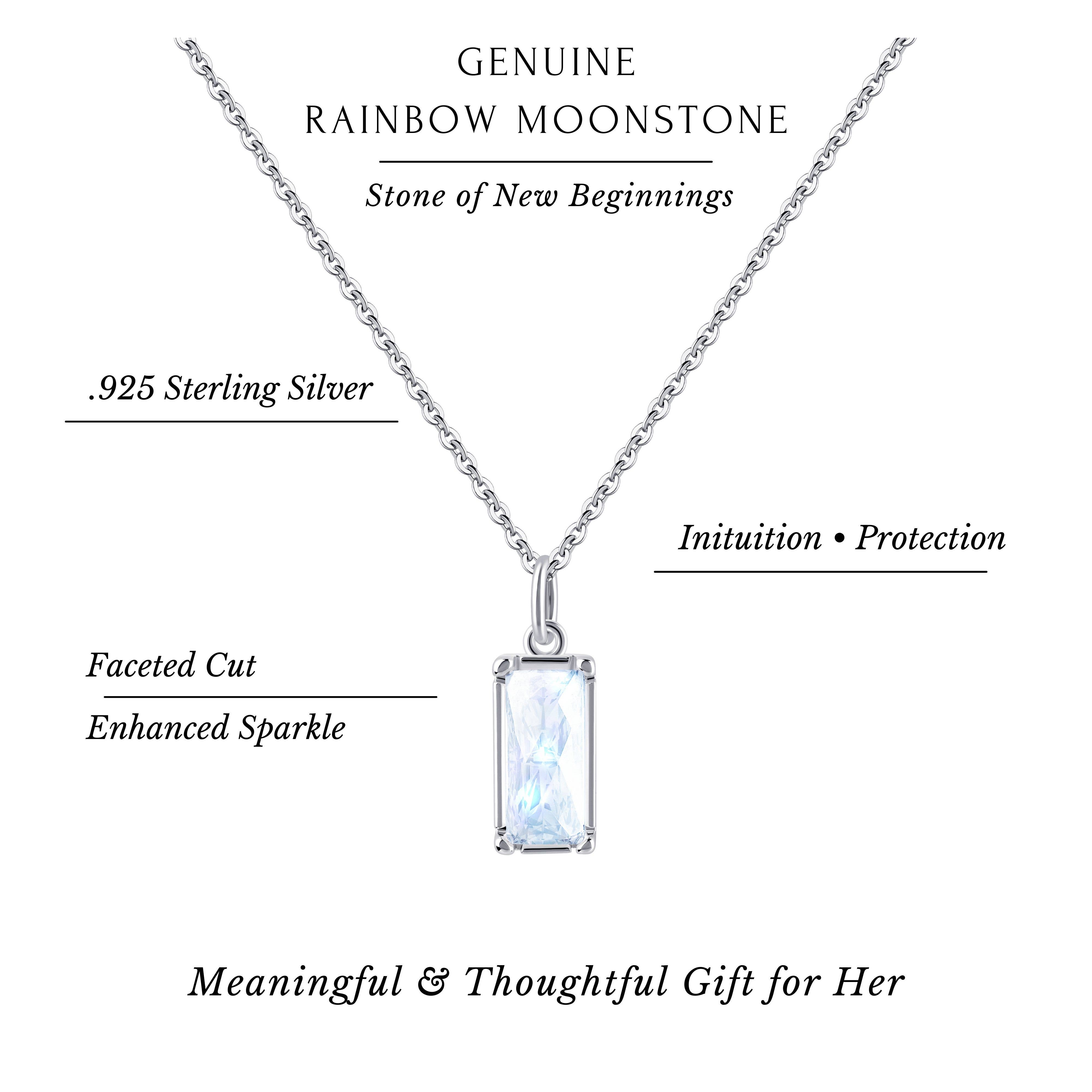 Silver Rainbow Moonstone Necklace – New Beginnings Gift for Her for wholesale on Faire3