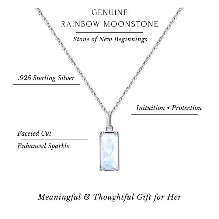 Silver Rainbow Moonstone Necklace – New Beginnings Gift for Her for wholesale on Faire3